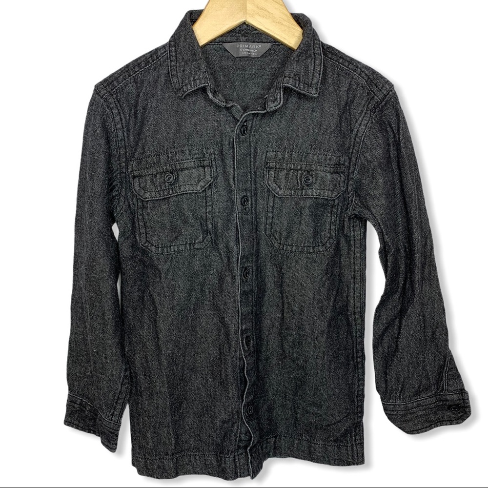 Primark‎ black denim button down 5-6 year